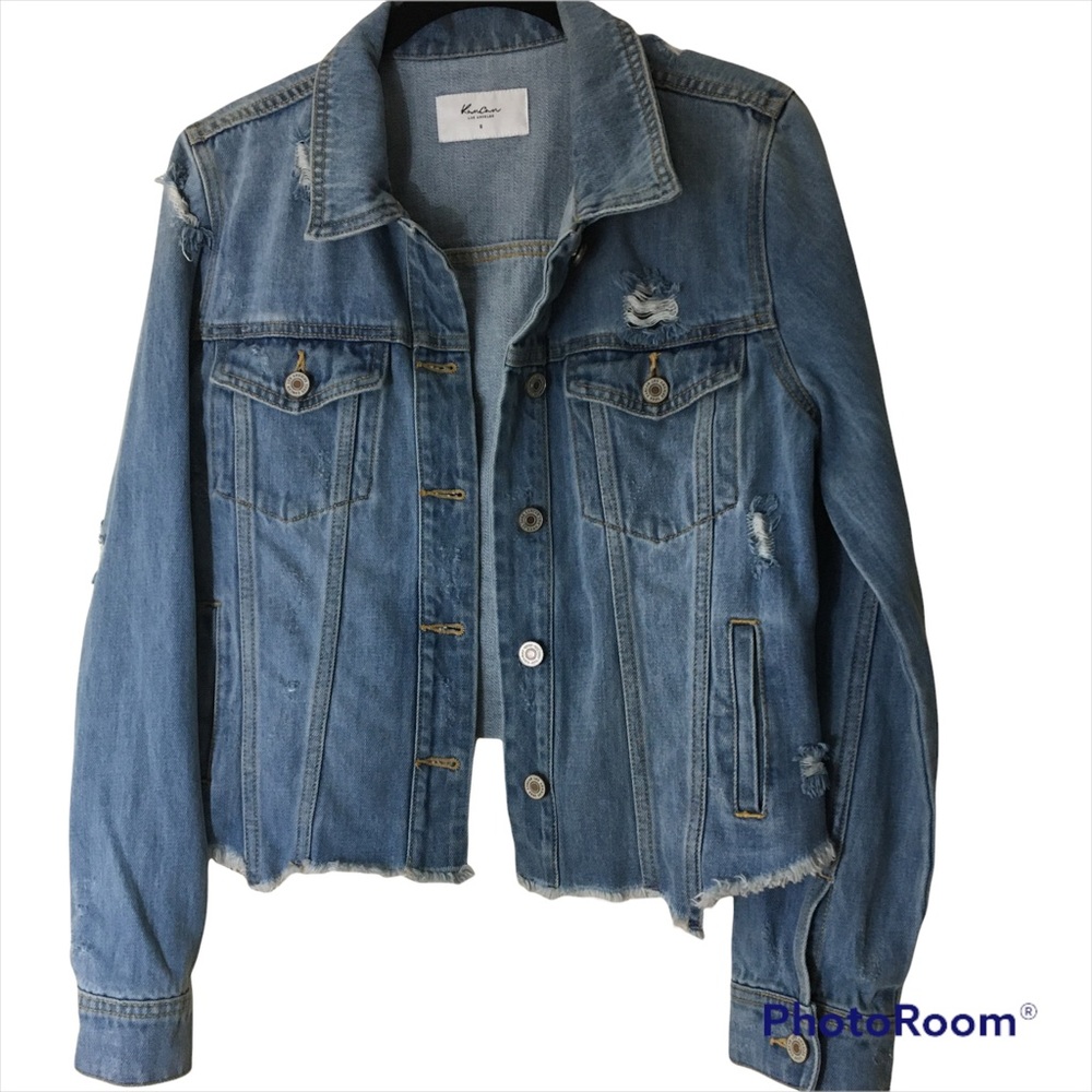 Kancan Distressed Denim Jacket Sz S